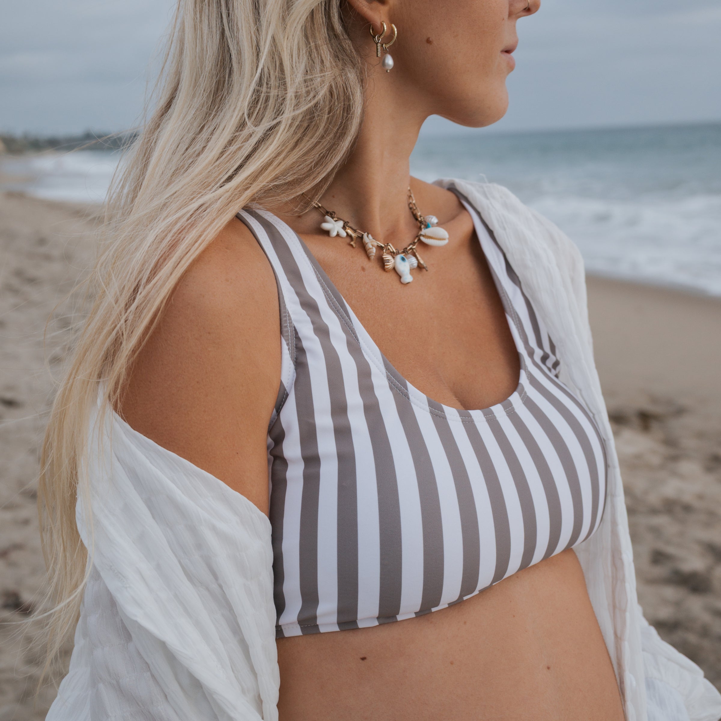 Women's Two Piece Swimsuit | Olive Stripe