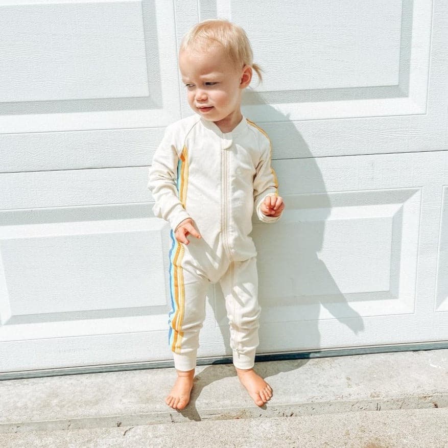Cream Side Stripe Sleeper - LITTLE RAD THINGS