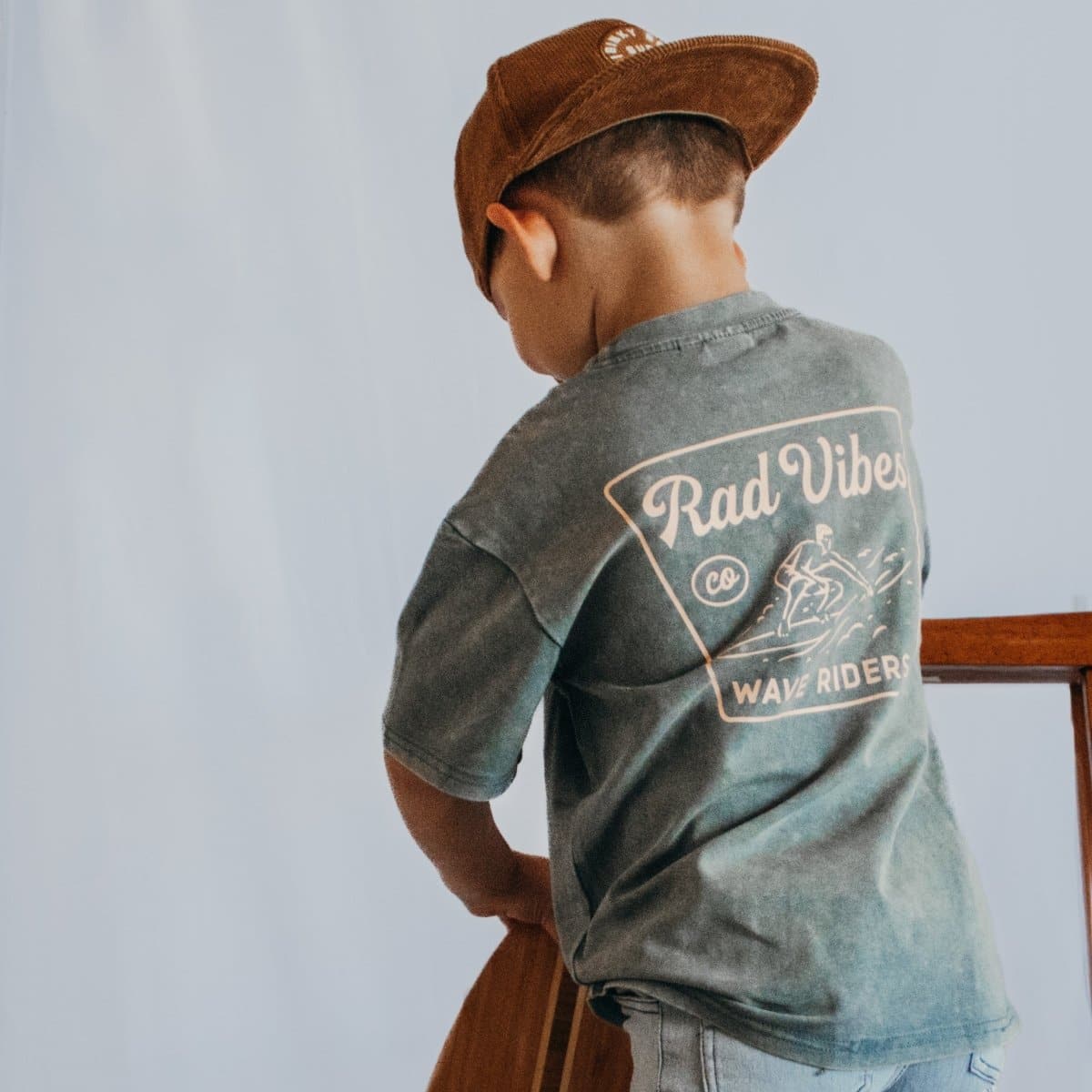 Cool infant toddler kids boys clothes retro inspired kids maverick graphic tee in blue little rad things