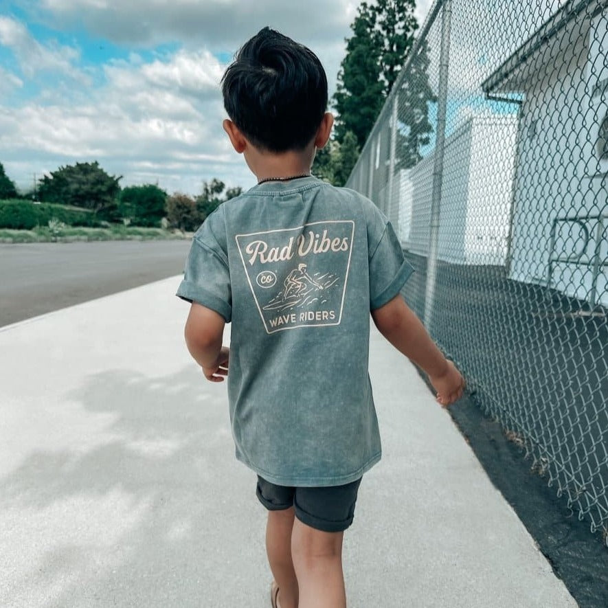 Cool infant toddler kids boys clothes retro inspired kids maverick graphic tee in blue little rad things