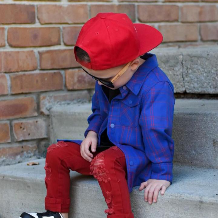 Vintage-inspired Kids Fast and Free Flannel for boys, eco-friendly and durable