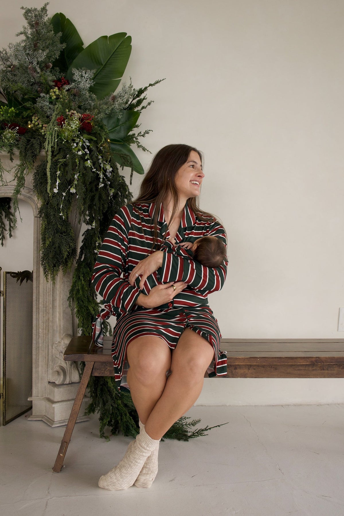 Women's Bamboo Sleeping Dress | Holiday Stripe