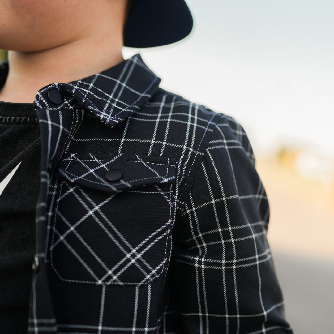 Kids Flip Side flannel for boys, eco-friendly with vintage-inspired style