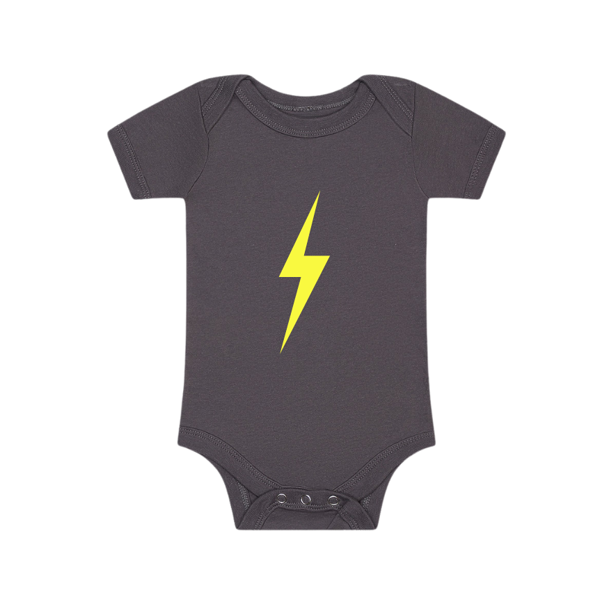 MODERN AND TRENDY RAD KIDS CLOTHES LITTLE RAD THINGS GRAPHITE SPARK ONESIE