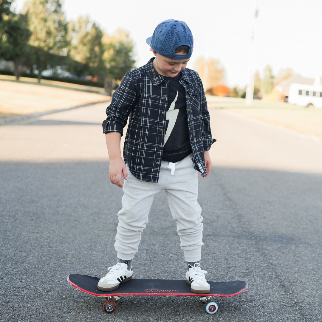 Limited Edition Spark short sleeve racer tee in black eco-friendly and retro-inspired for boys