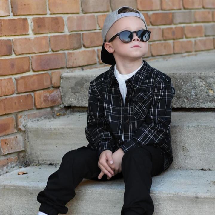 Kids Flip Side flannel for boys, eco-friendly with vintage-inspired style