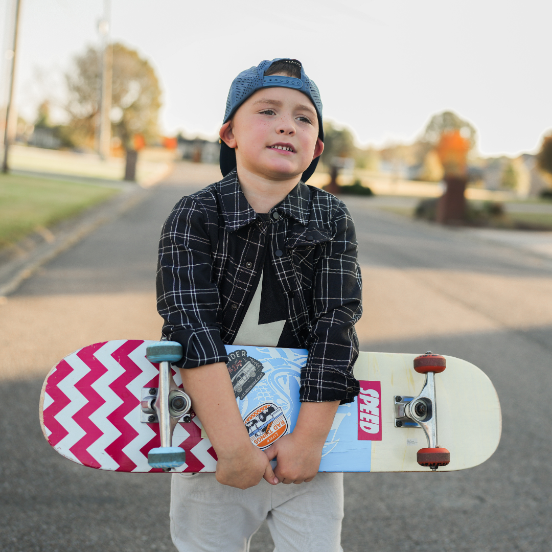 Kids Flip Side flannel for boys, eco-friendly with vintage-inspired style