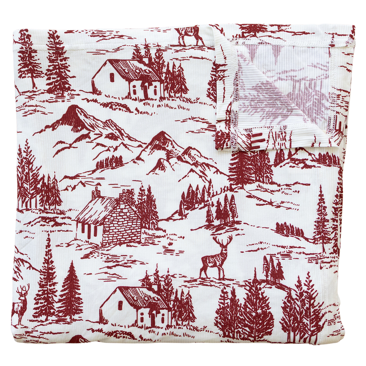 Holiday Toile Ribbed Bamboo Swaddle