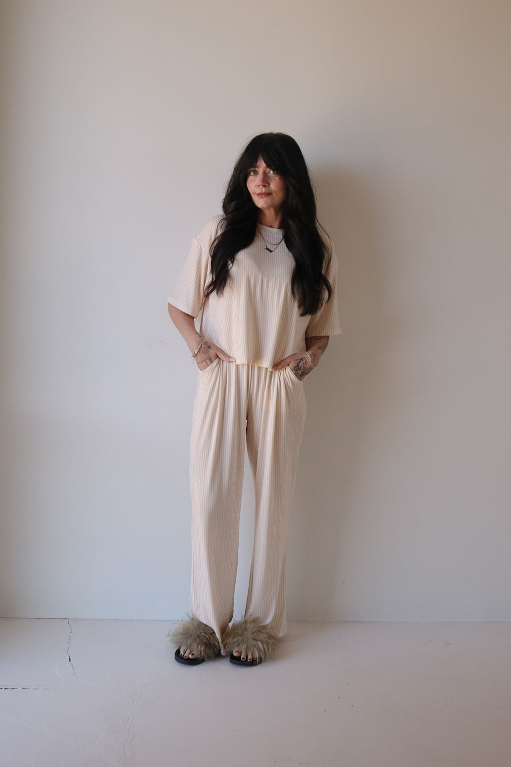 Women's Boxy Tee Lounge Set | Sadie Stripe