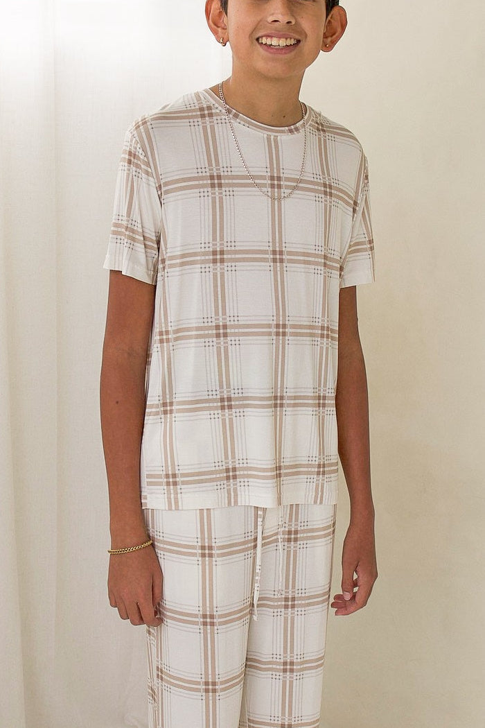 Youth Straight Leg Bamboo Pajamas | Ellis Plaid