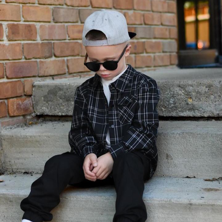 Kids Flip Side flannel for boys, eco-friendly with vintage-inspired style