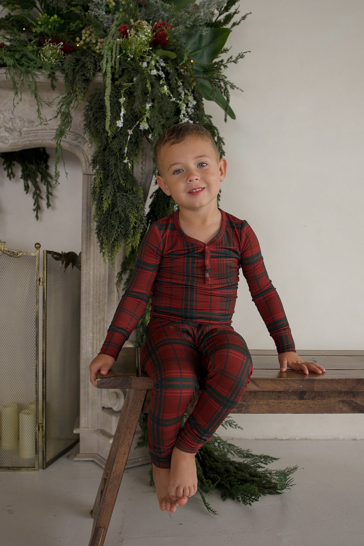 Bamboo Two Piece Pajamas | Christmas Plaid