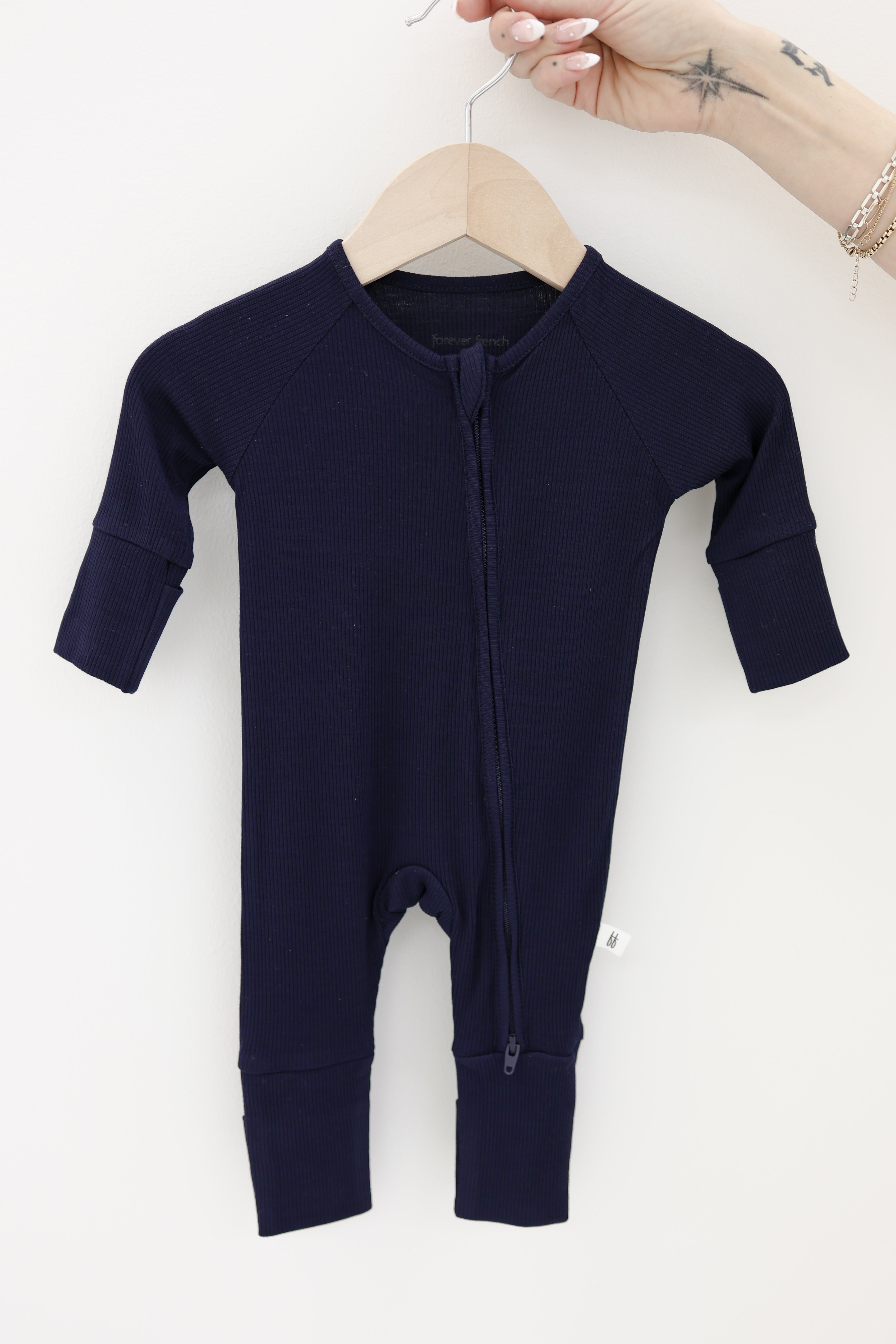 Bamboo Zip Pajamas | Blueberry Ribbed