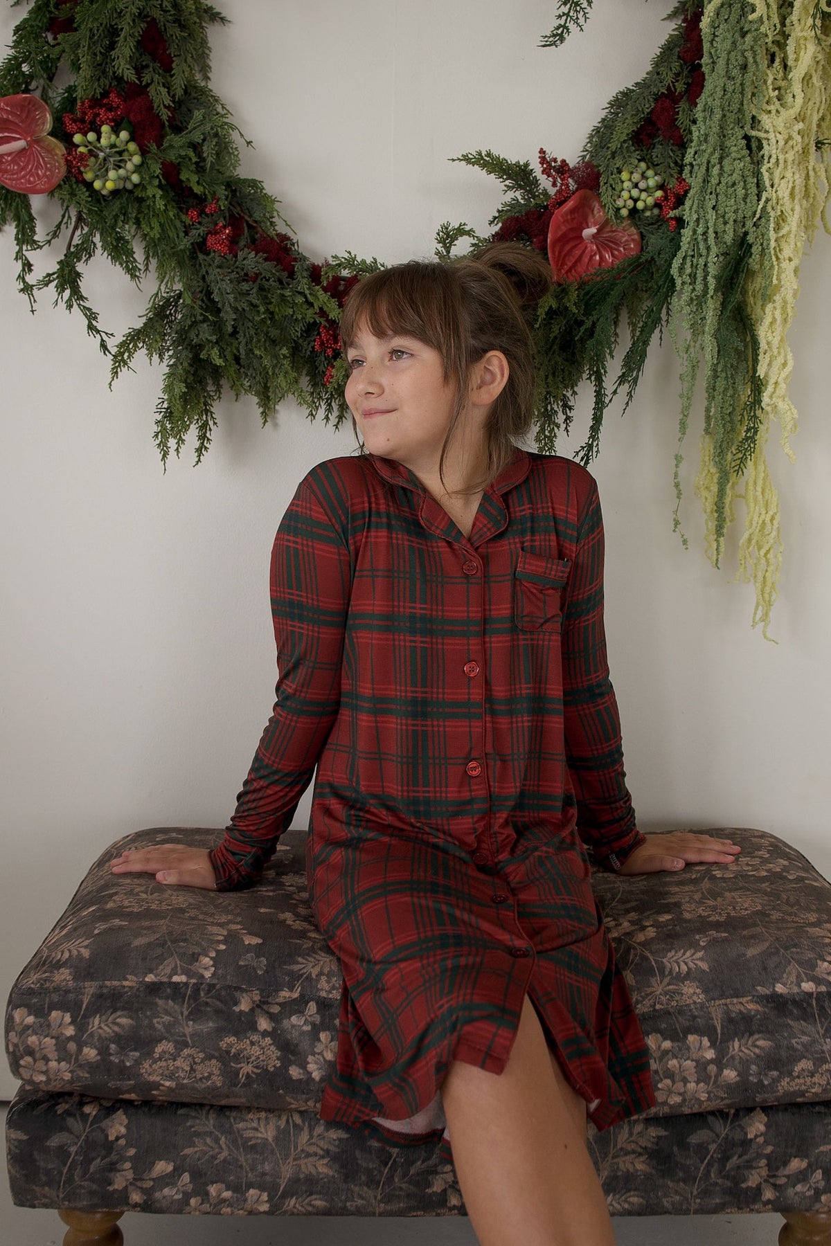 Bamboo Sleeping Dress | Christmas Plaid