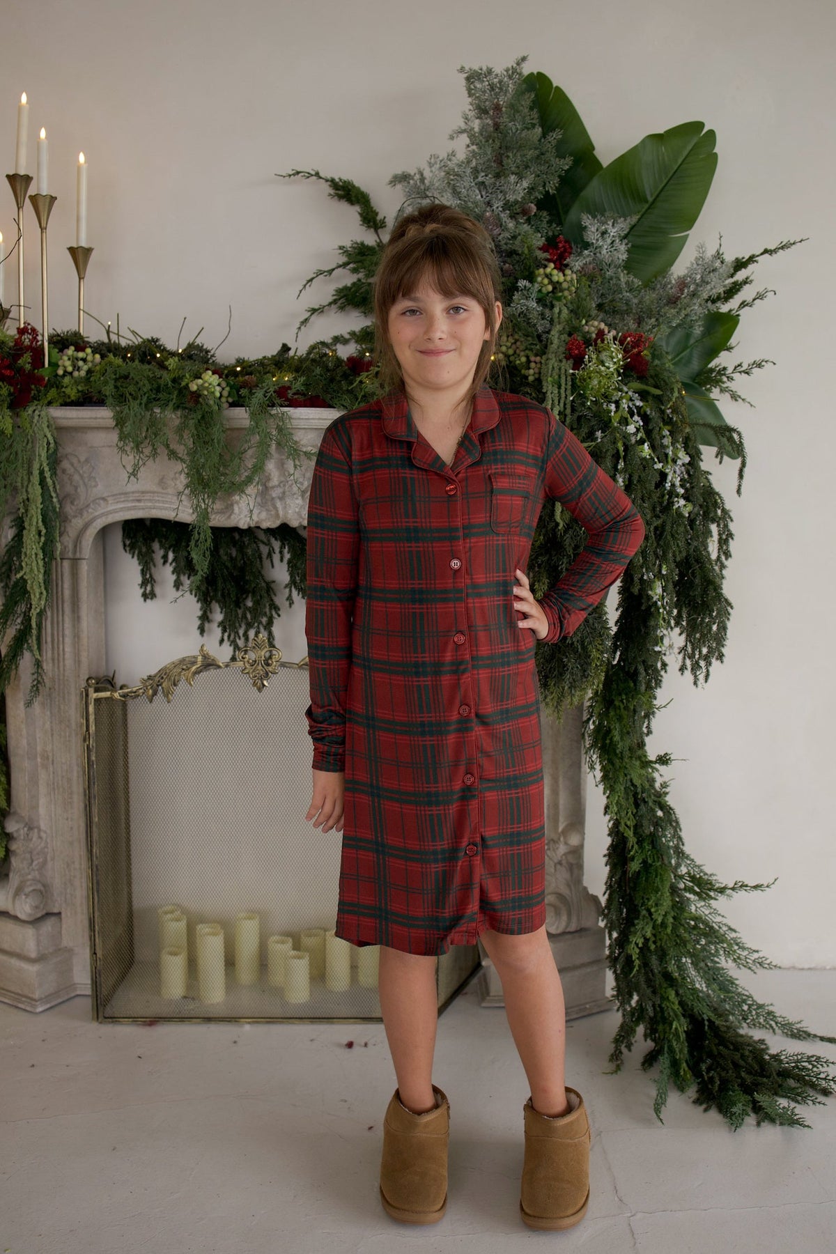 Bamboo Sleeping Dress | Christmas Plaid