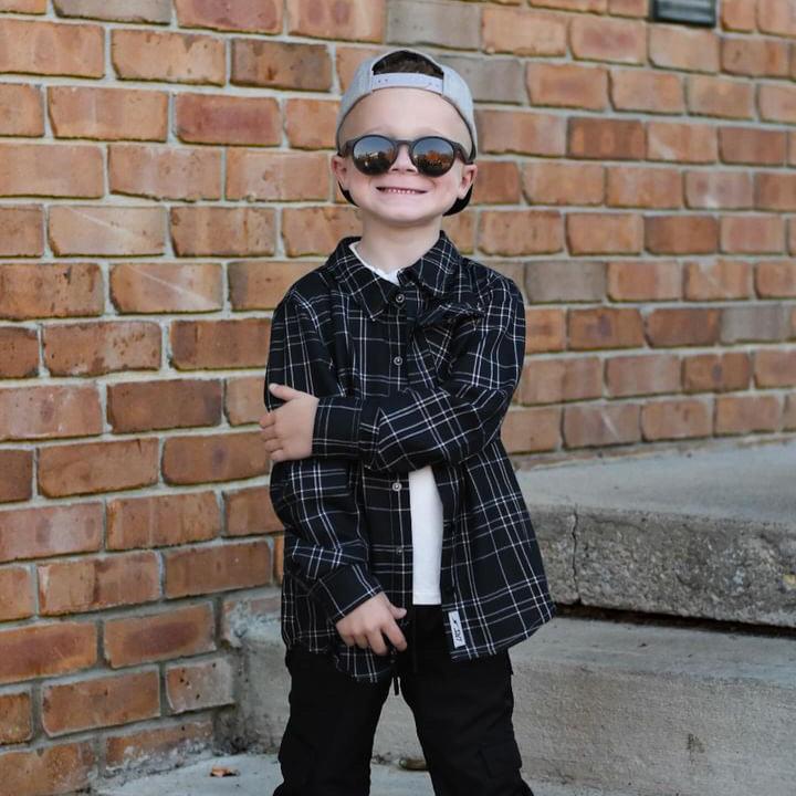 Kids Flip Side flannel for boys, eco-friendly with vintage-inspired style