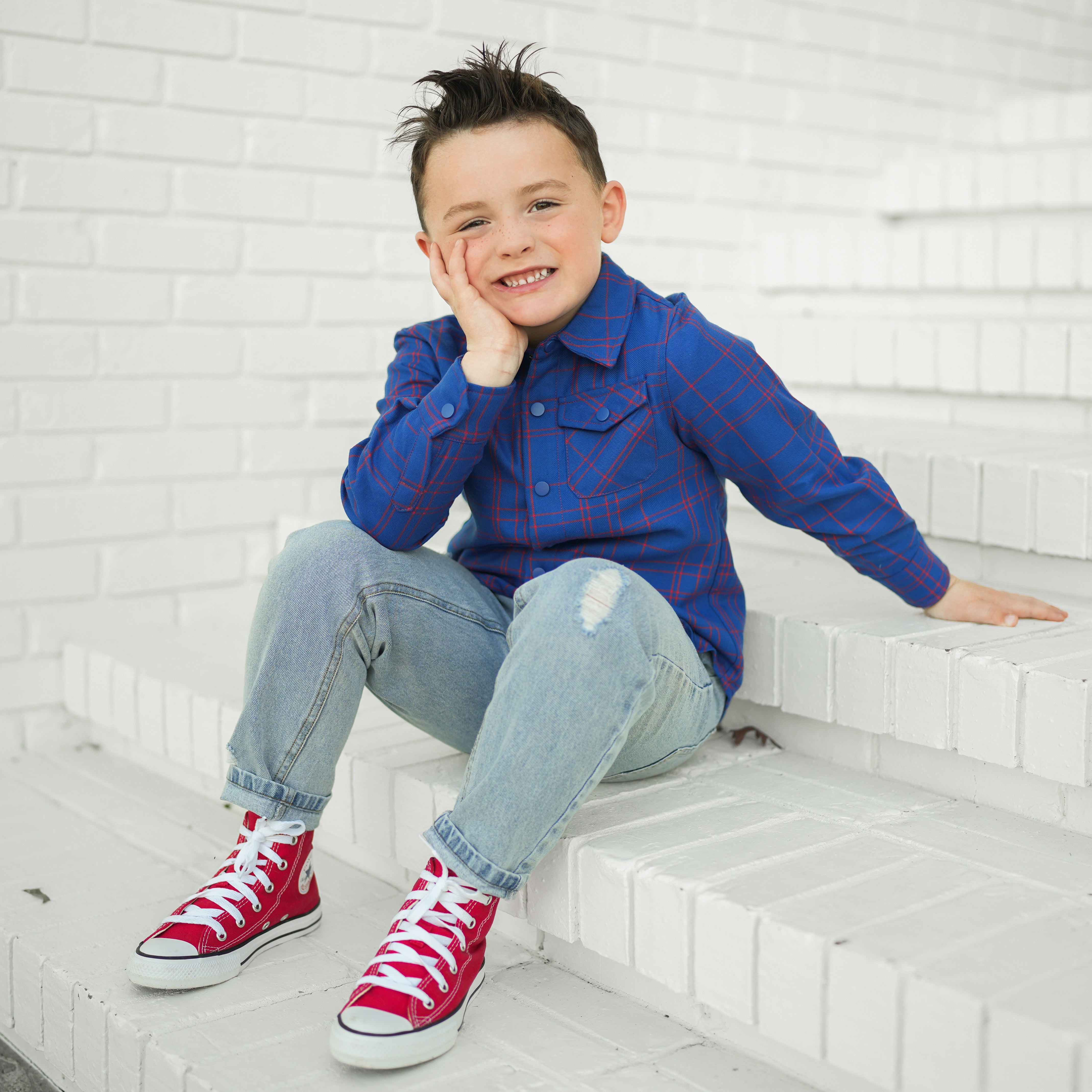 Vintage-inspired Kids Fast and Free Flannel for boys, eco-friendly and durable