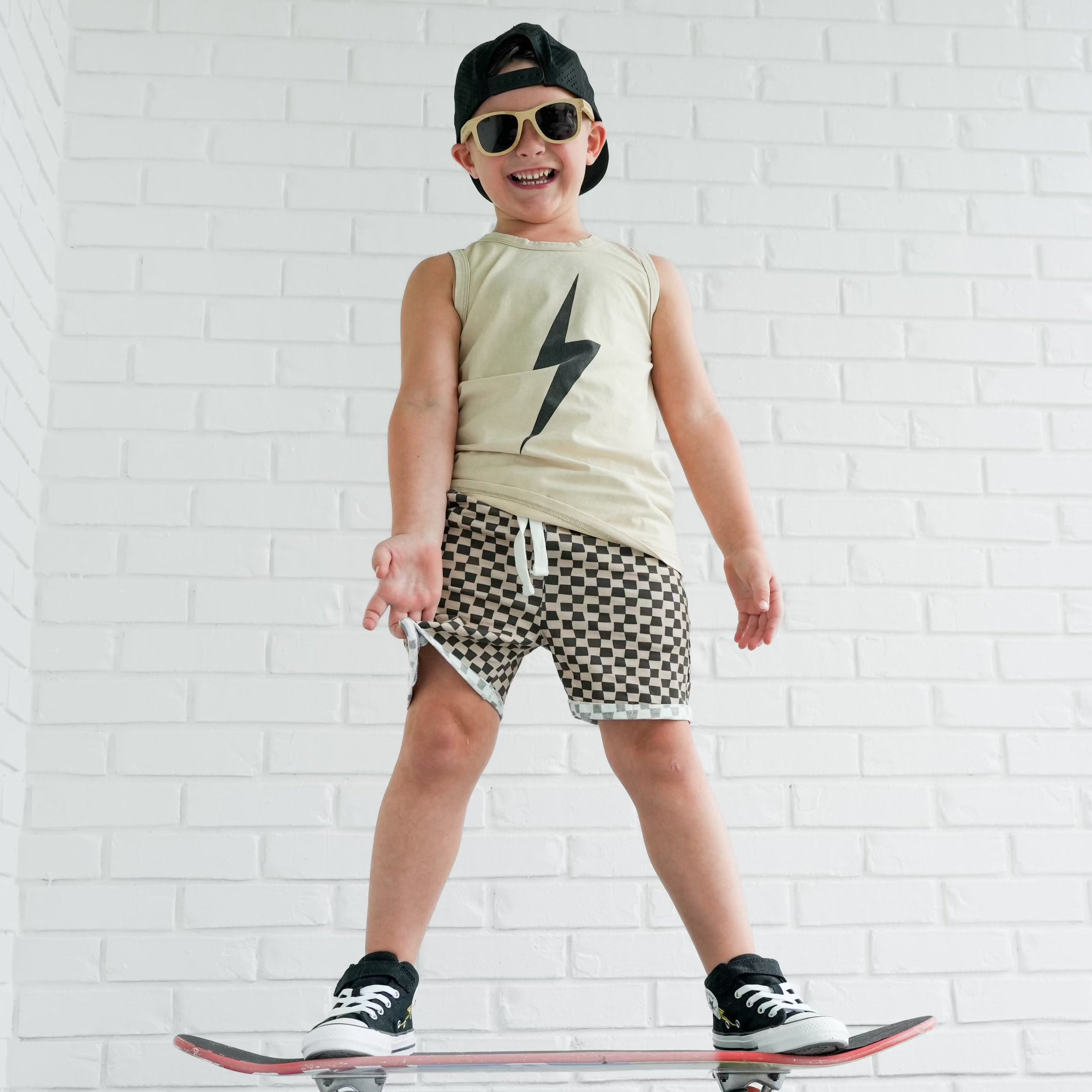 Toddler Boys Graphic Tees Greige Spark Muscle Tank Little Rad Things