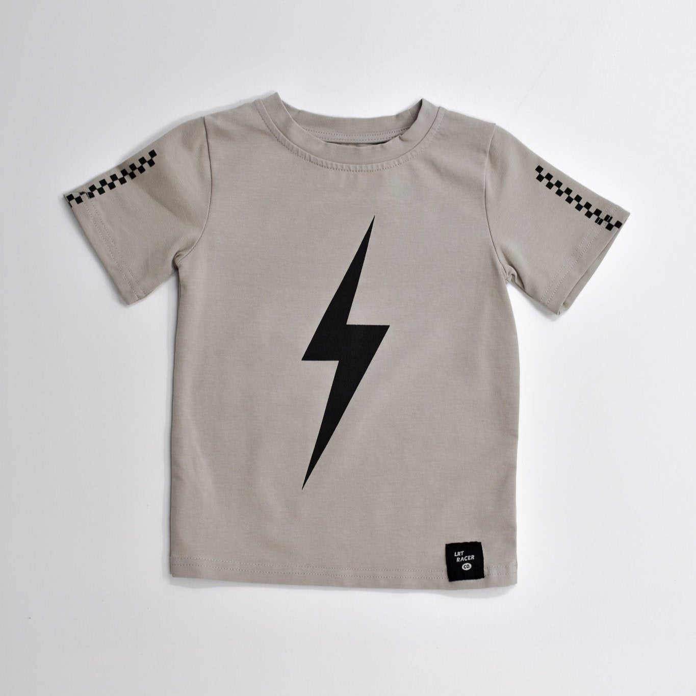 Limited Edition Spark short sleeve racer tee in vintage gray, eco-friendly and retro-inspired for boys