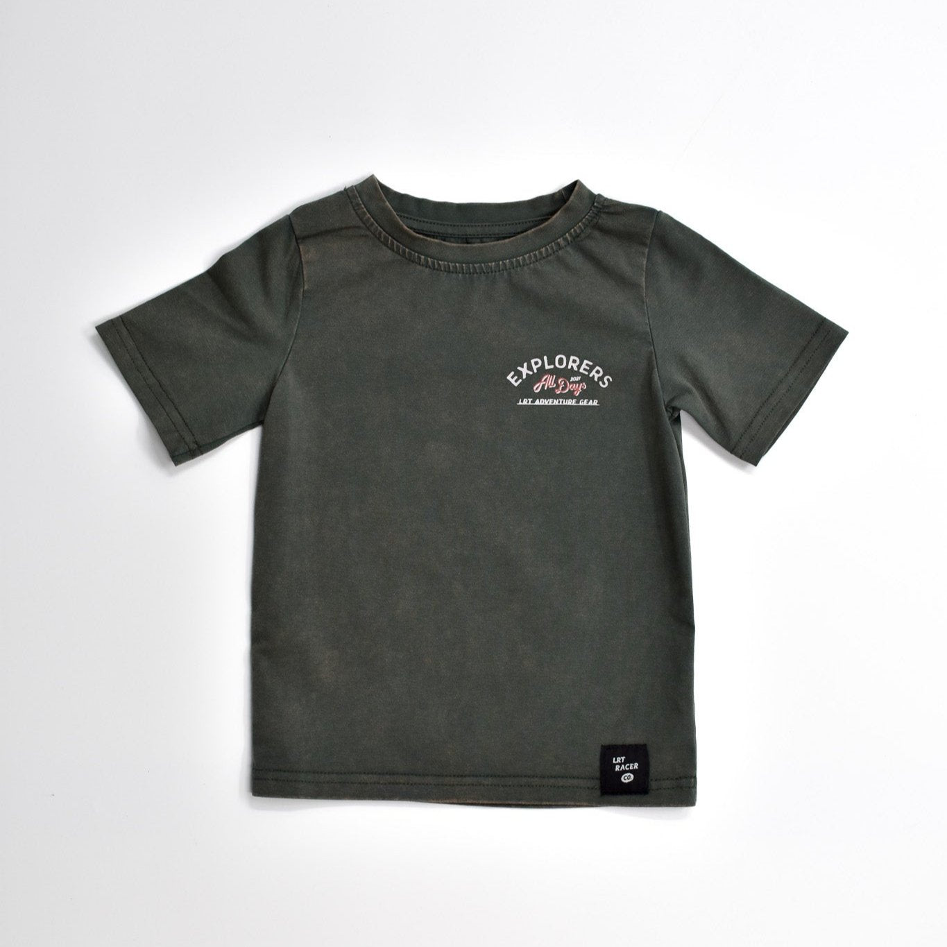 Limited Edition Explorer short sleeve tee in sage for boys, vintage-inspired and eco-friendly