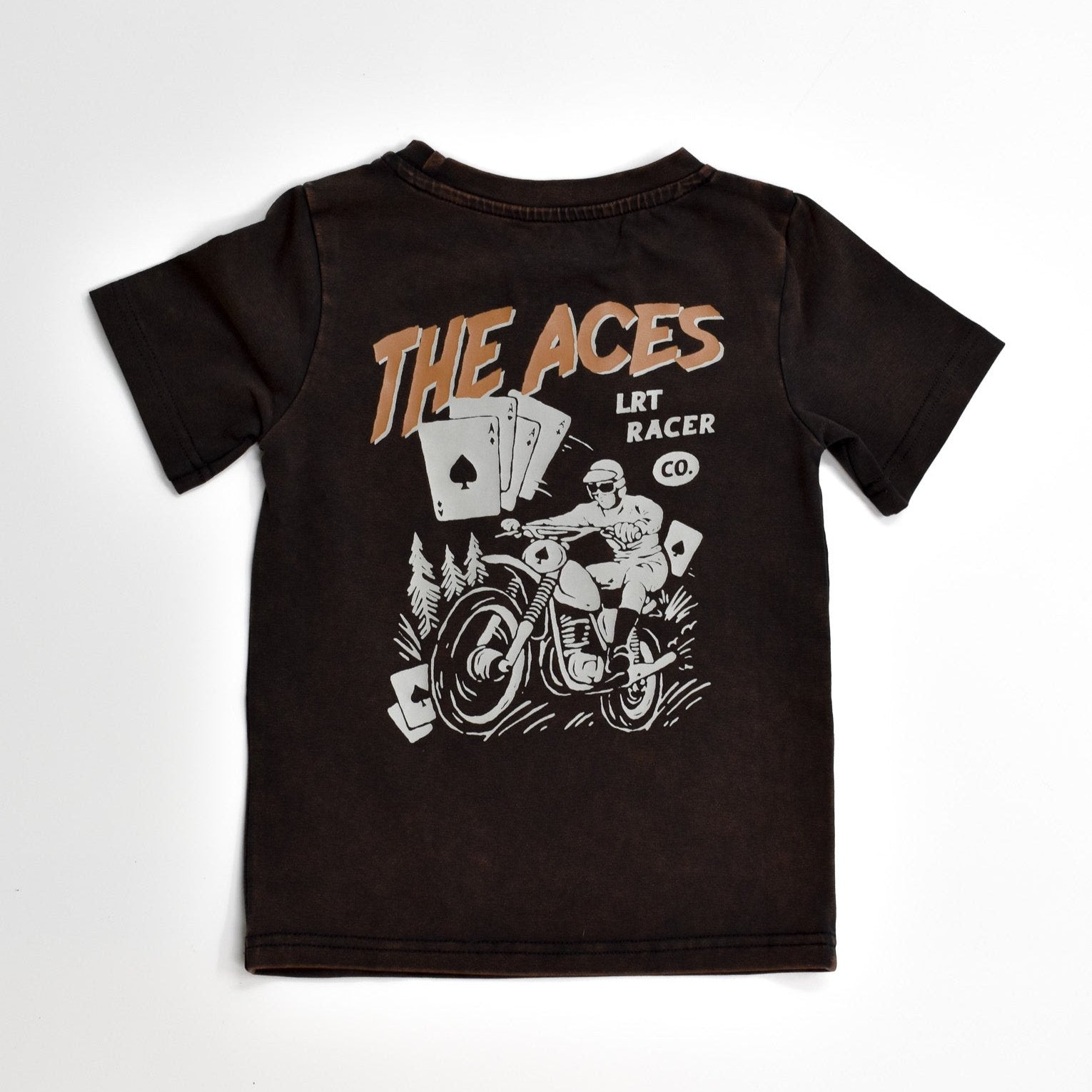 Limited Edition Aces short sleeve tee in cacao, vintage-inspired and eco-friendly for boys