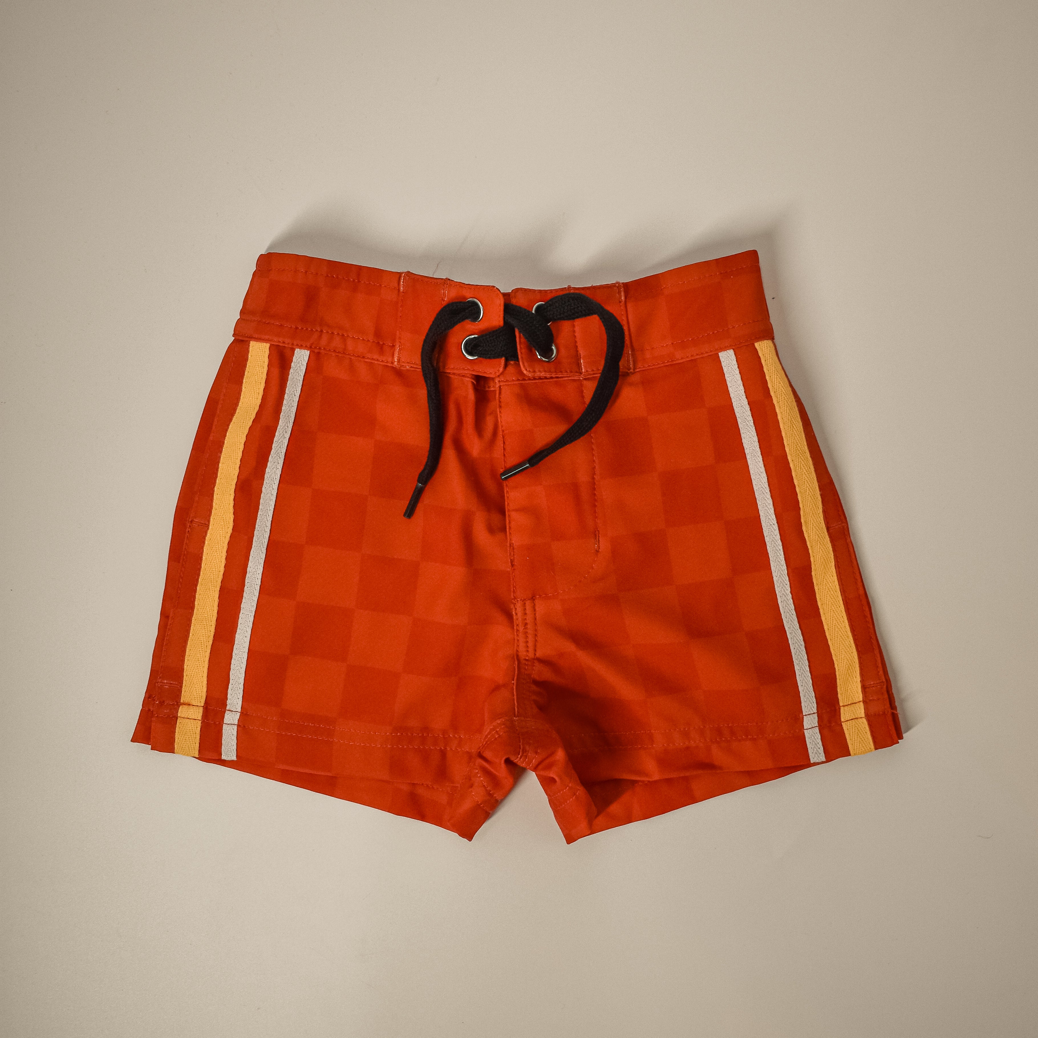 [PRE-ORDER] RETRO-WAVE HYBRID BOARD SHORT - RED/ORANGE