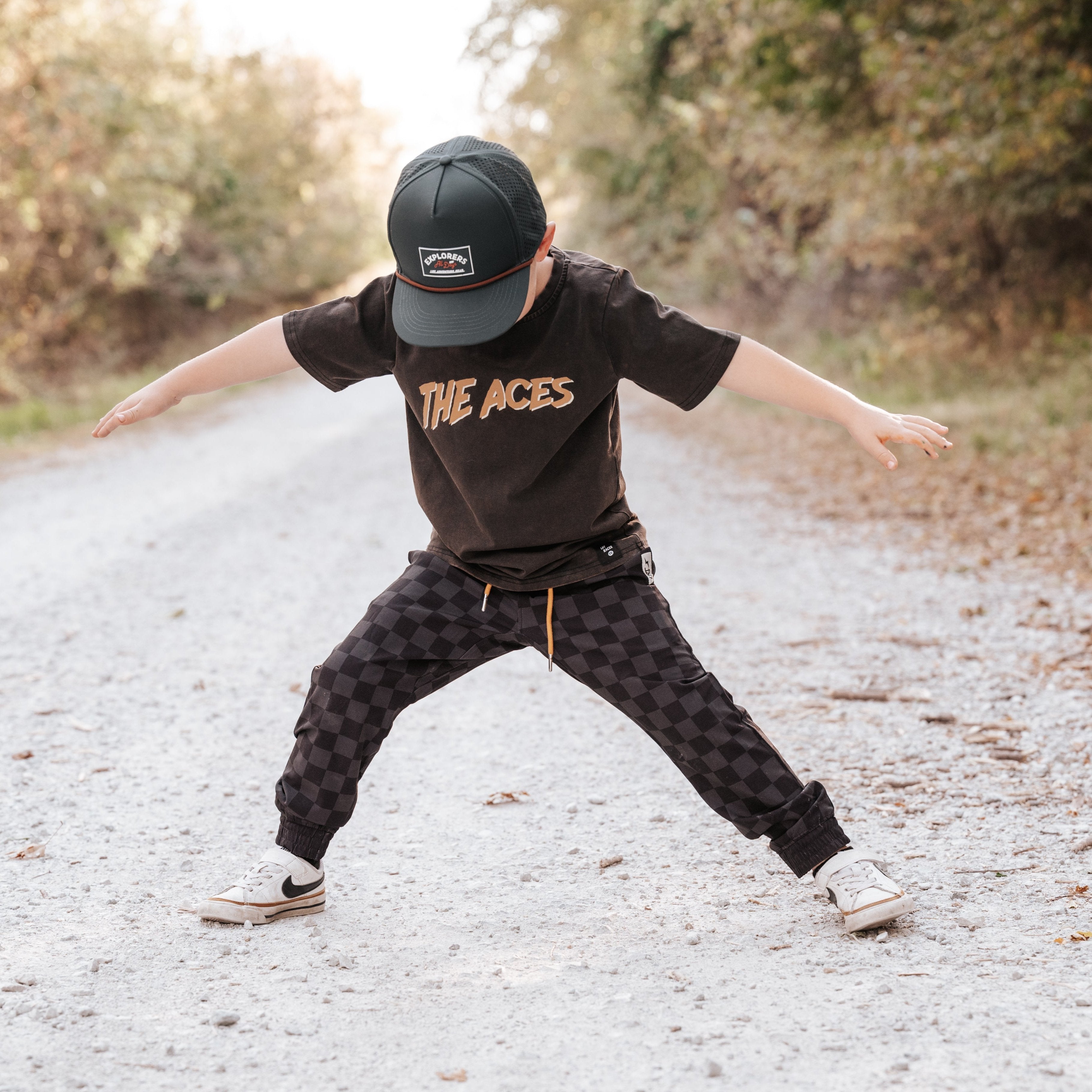 Black checkered shops joggers