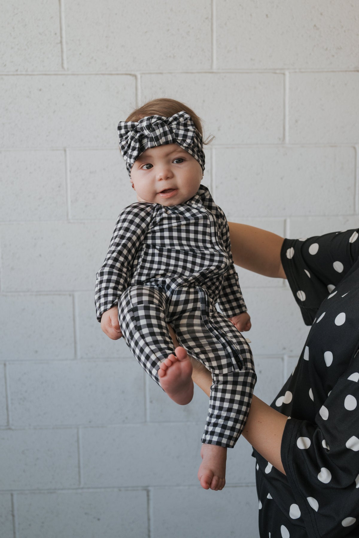 Bamboo Zip Pajamas | Black Gingham