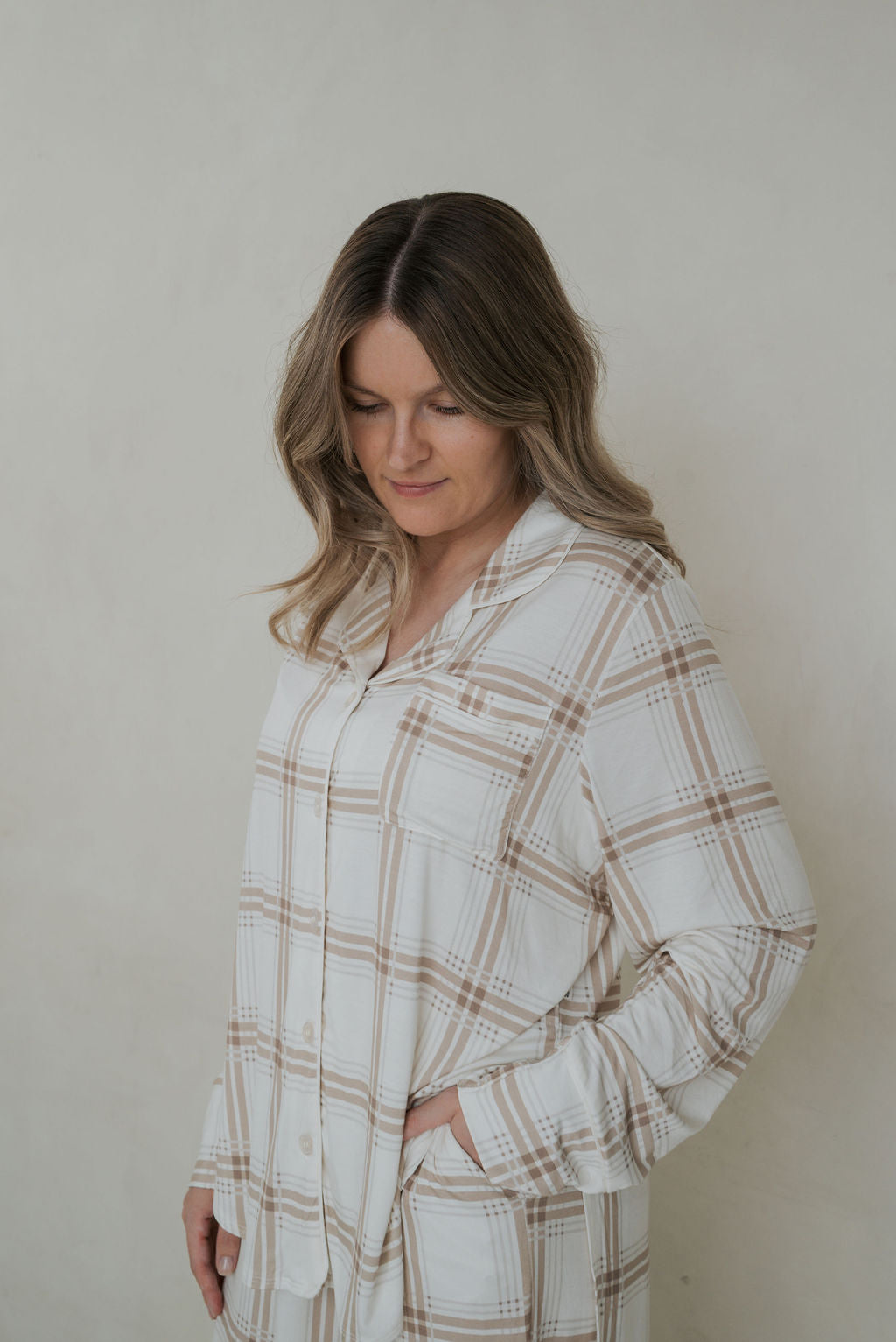 Women's Bamboo Button Up Lounge Set | Ellis Plaid
