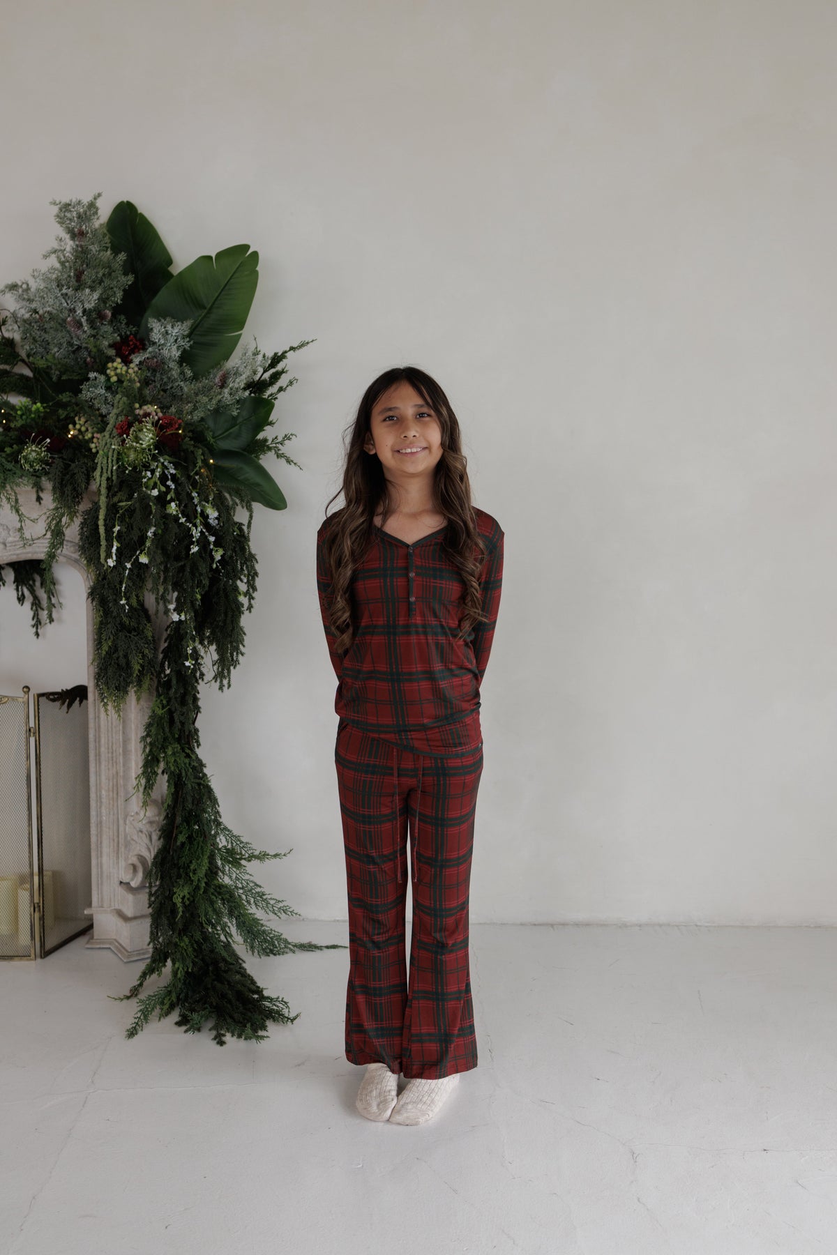 Youth Flare Bamboo Pajamas | Christmas Plaid