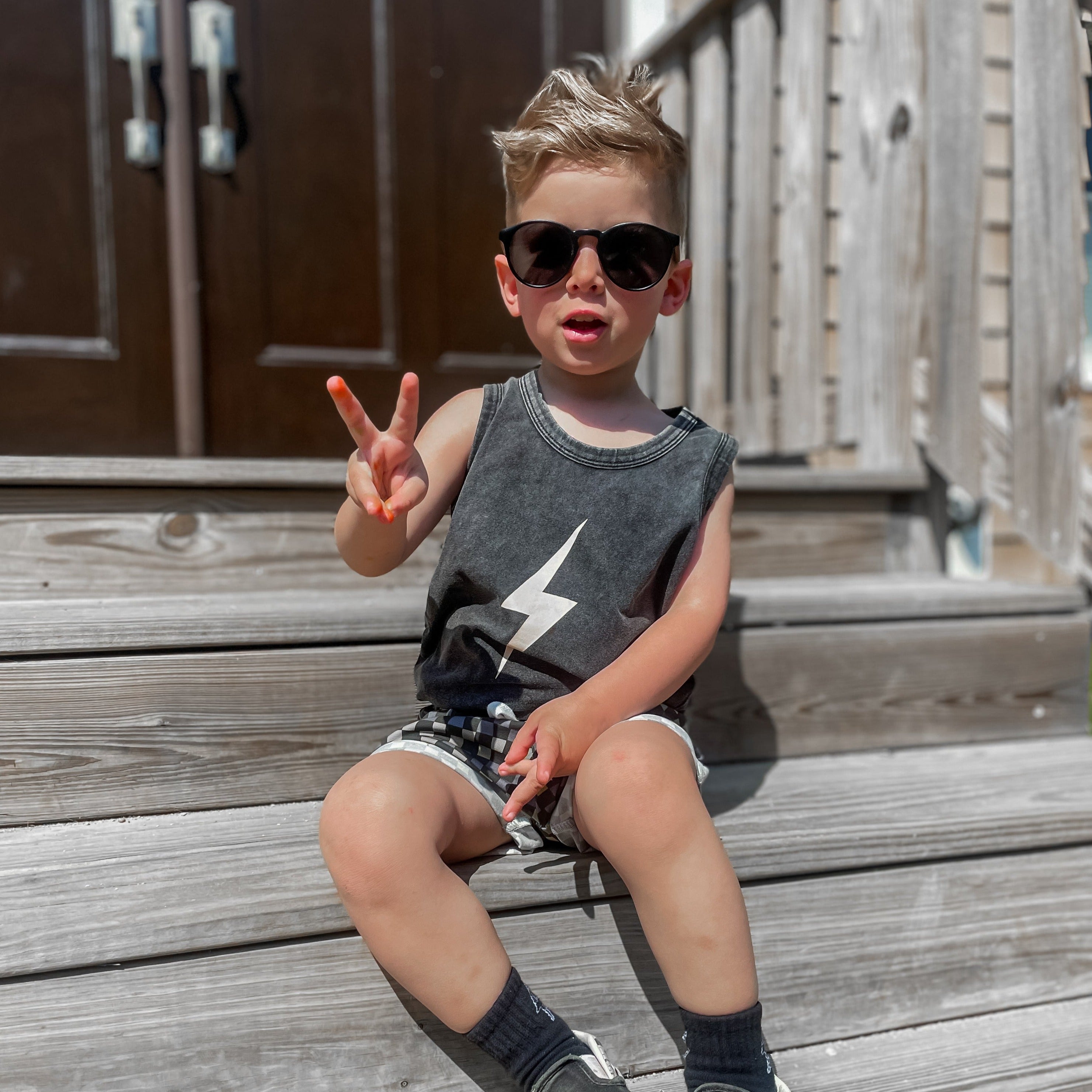 SPARK MUSCLE-TANK - VINTAGE BLACK - GRAPHIC TEES FOR BOYS - LITTLE RAD THINGS