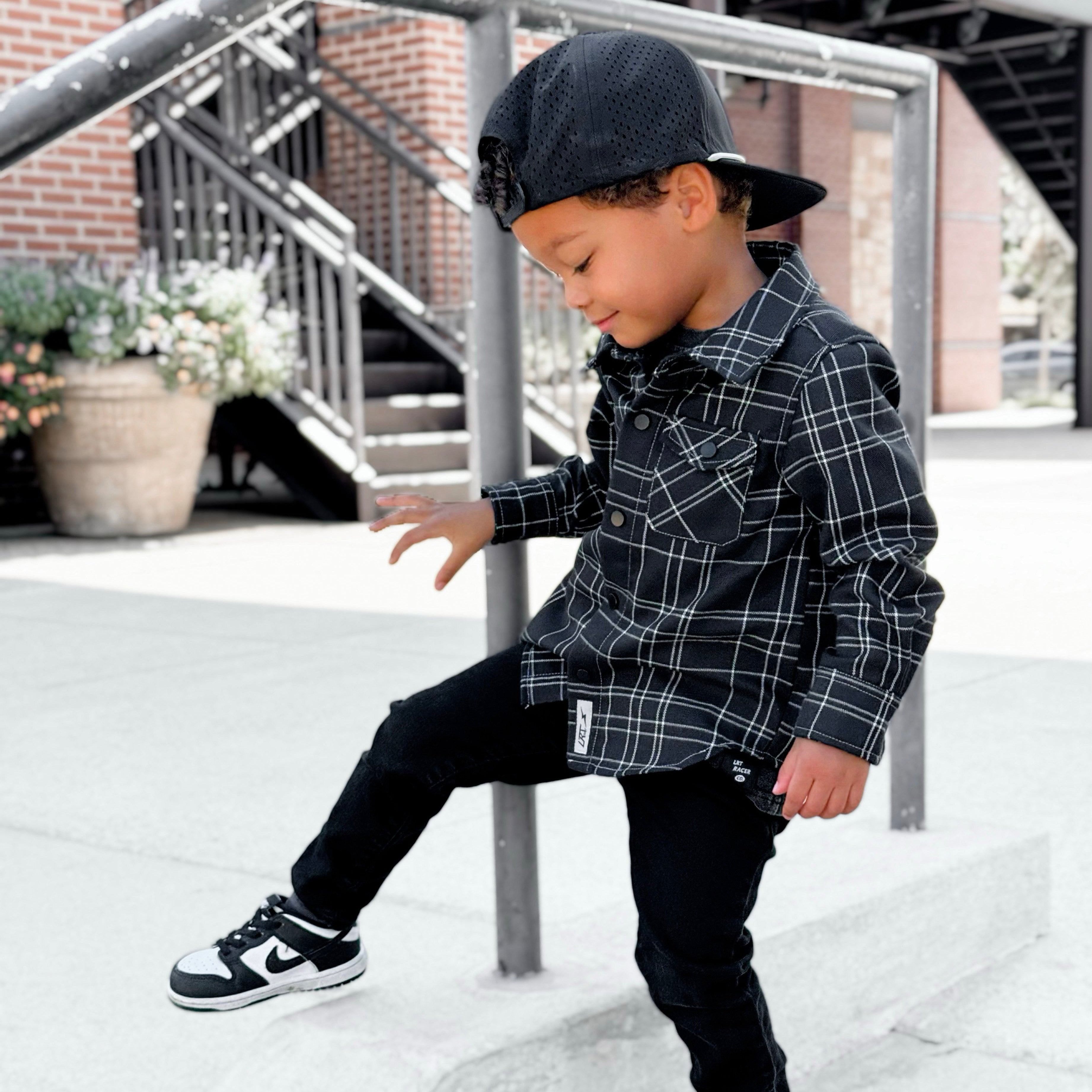 Kids Flip Side flannel for boys, eco-friendly with vintage-inspired style