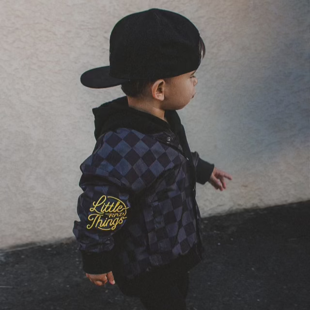 KIDS WATERPROOF LETTERMAN JACKET - CHECKERS