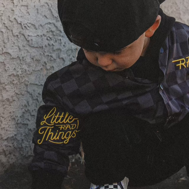 KIDS WATERPROOF LETTERMAN JACKET - CHECKERS