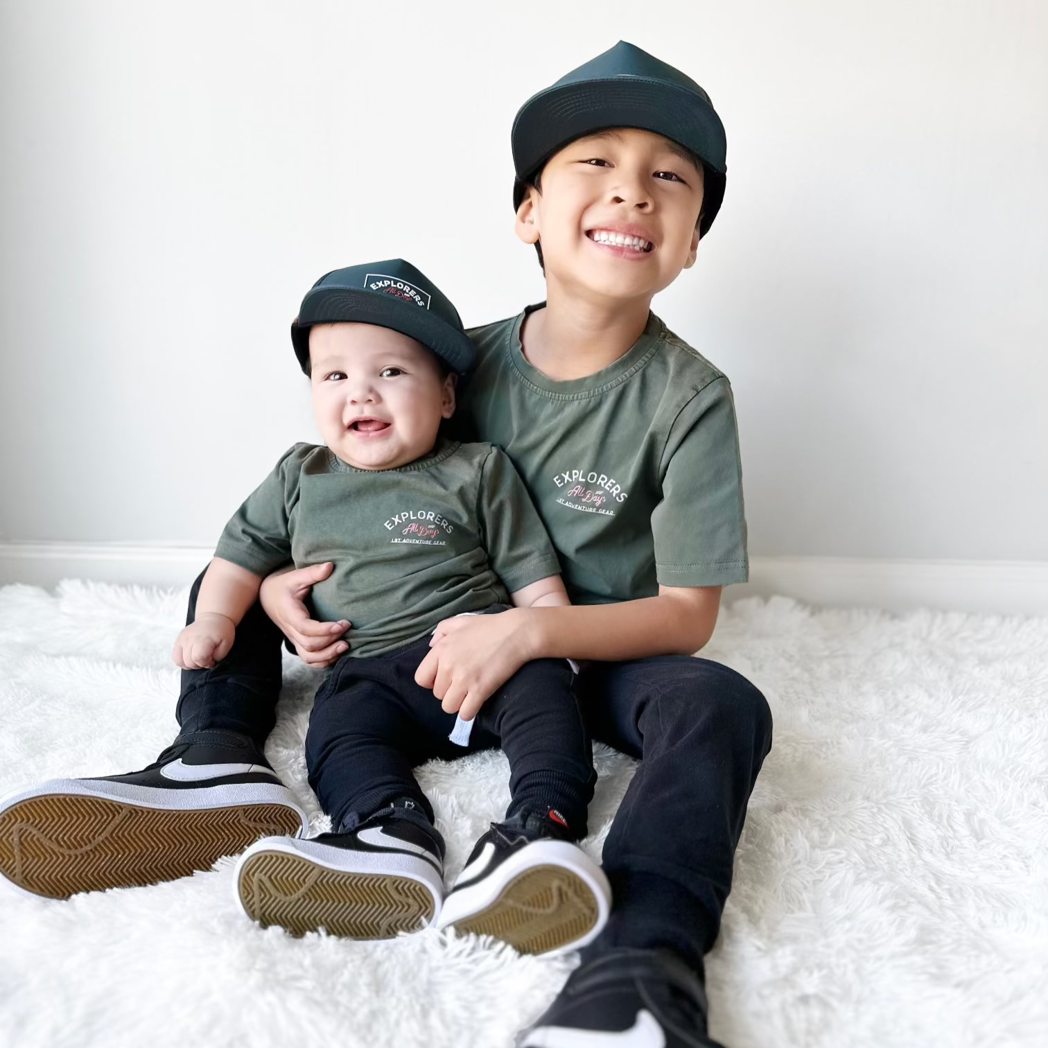 Limited Edition Explorer short sleeve tee in sage for boys, vintage-inspired and eco-friendly