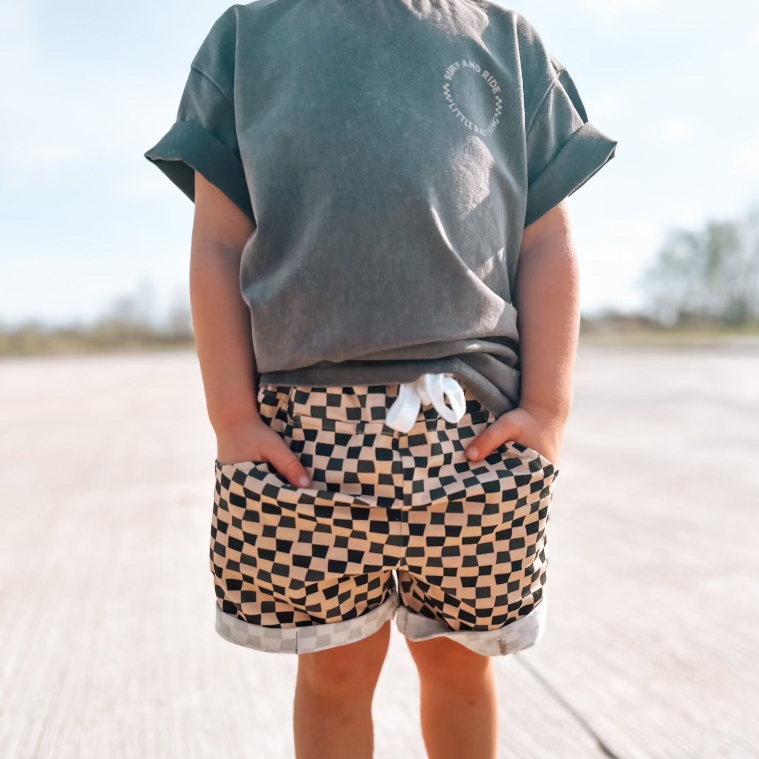 CHECK 'YA LATER SHORTS - BROWN/BEIGE - Little Rad Things