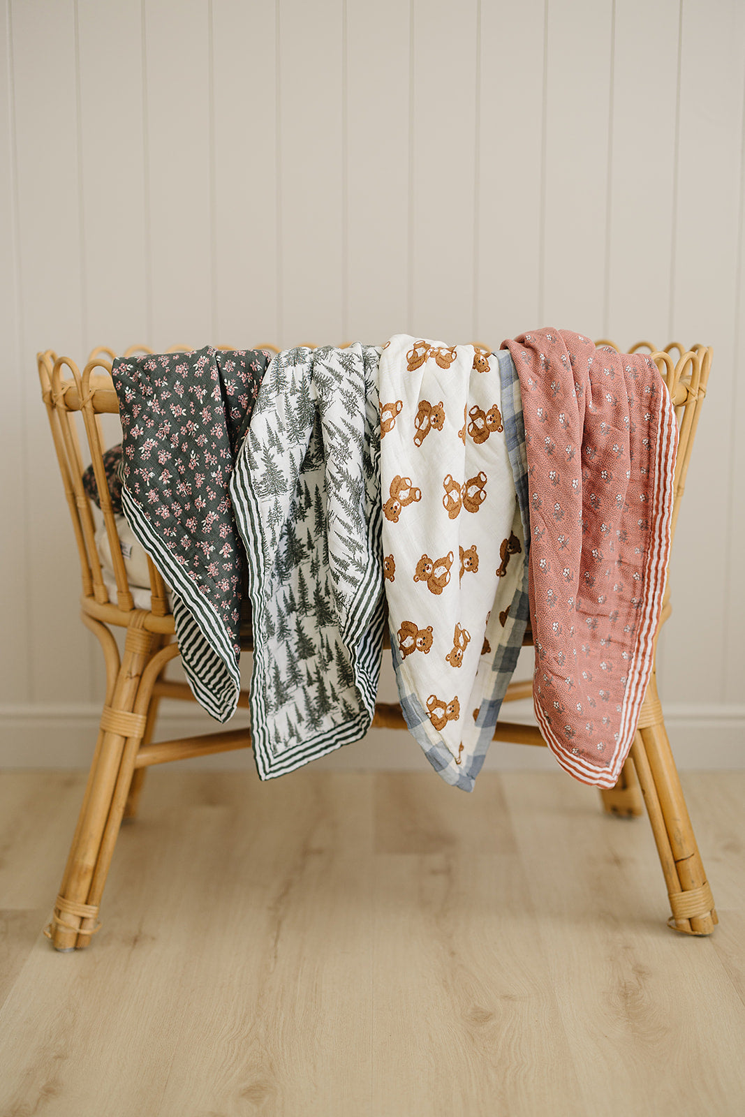 Forest + Green Stripes Muslin Quilt