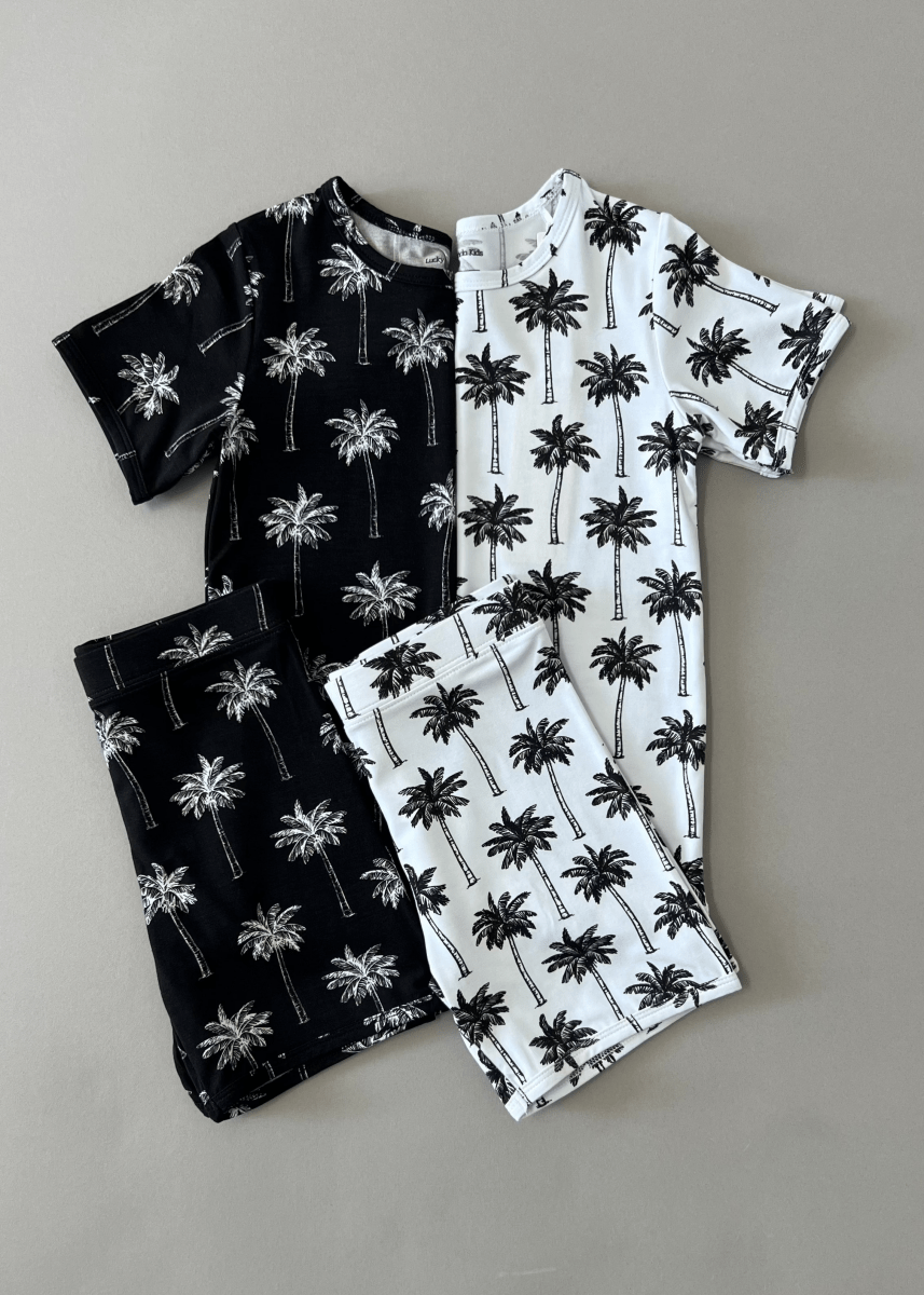Bamboo Shorts Set | Palm Style White - LITTLE RAD THINGS