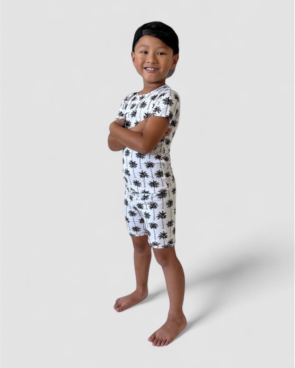 Bamboo Shorts Set | Palm Style White - LITTLE RAD THINGS