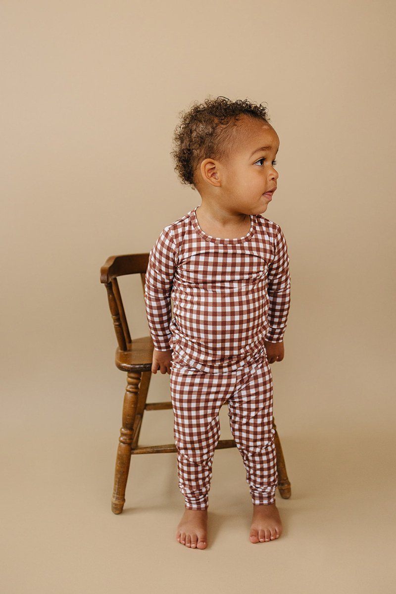 Bamboo Two Piece Set | Chocolate Gingham - LITTLE RAD THINGS