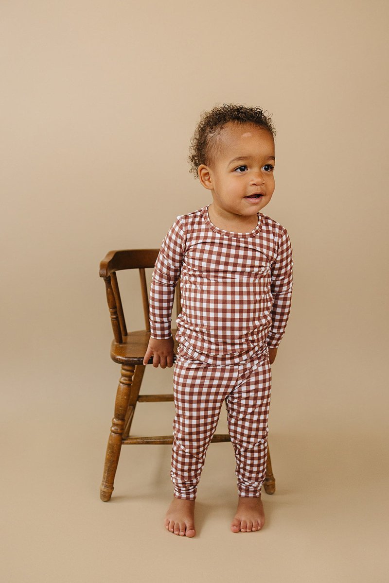 Bamboo Two Piece Set | Chocolate Gingham - LITTLE RAD THINGS