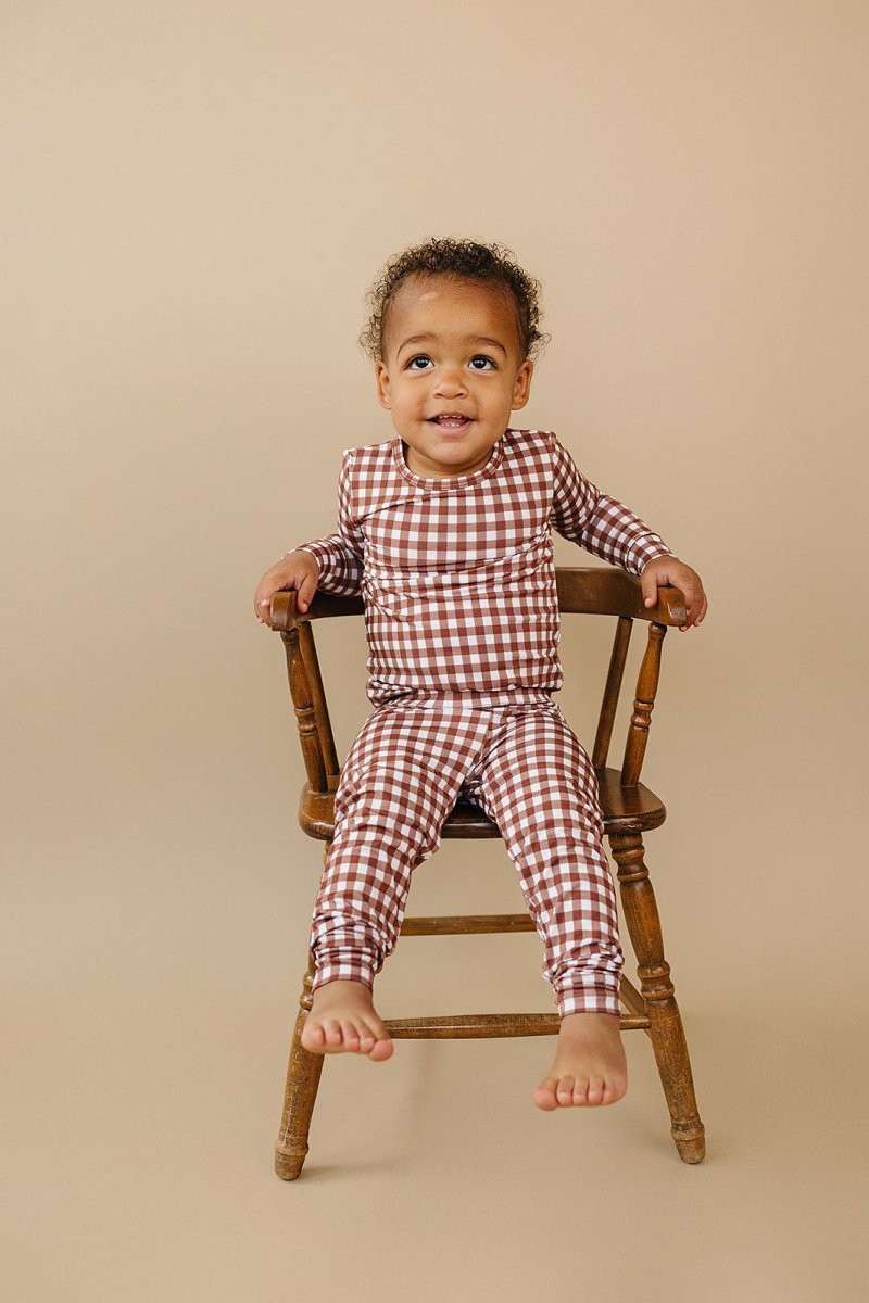 Bamboo Two Piece Set | Chocolate Gingham - LITTLE RAD THINGS