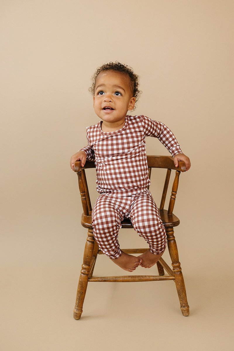 Bamboo Two Piece Set | Chocolate Gingham - LITTLE RAD THINGS
