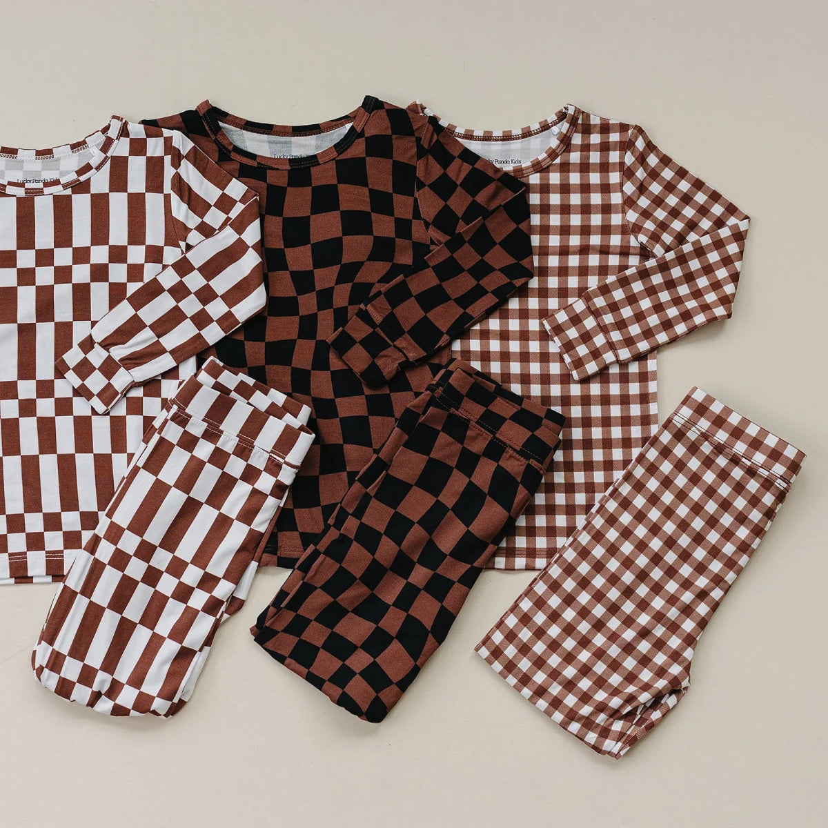 Bamboo Two Piece Set | Chocolate Wavy Checkered - LITTLE RAD THINGS