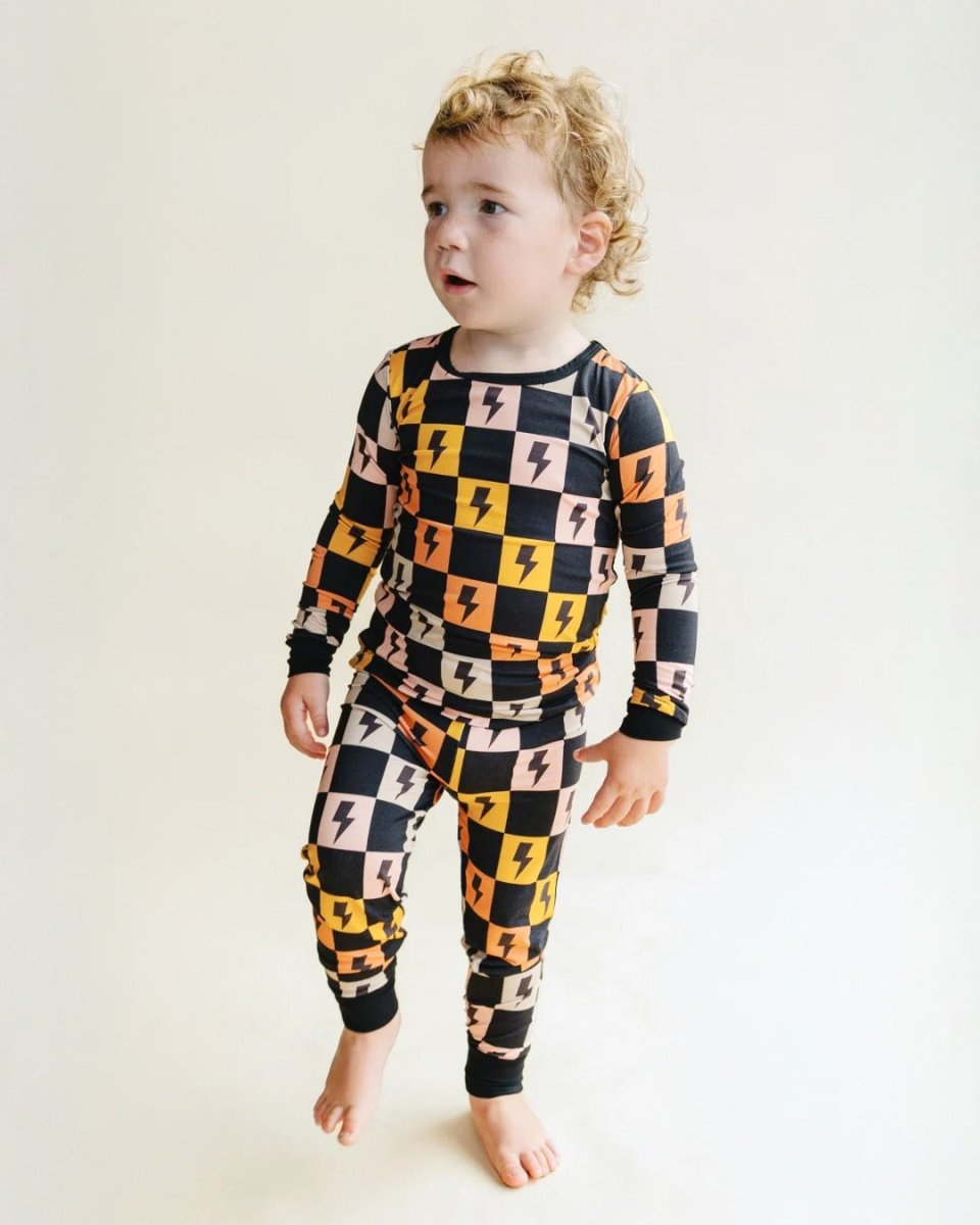 Bamboo Two Piece Set | Colorful Checks & Bolts - LITTLE RAD THINGS