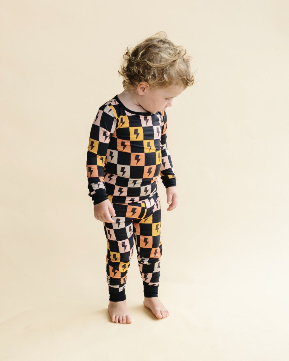 Bamboo Two Piece Set | Colorful Checks & Bolts - LITTLE RAD THINGS