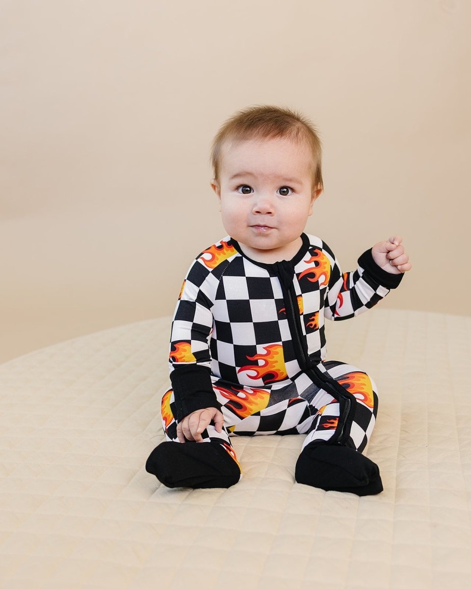Bamboo Zip Romper | Checker Blaze - LITTLE RAD THINGS