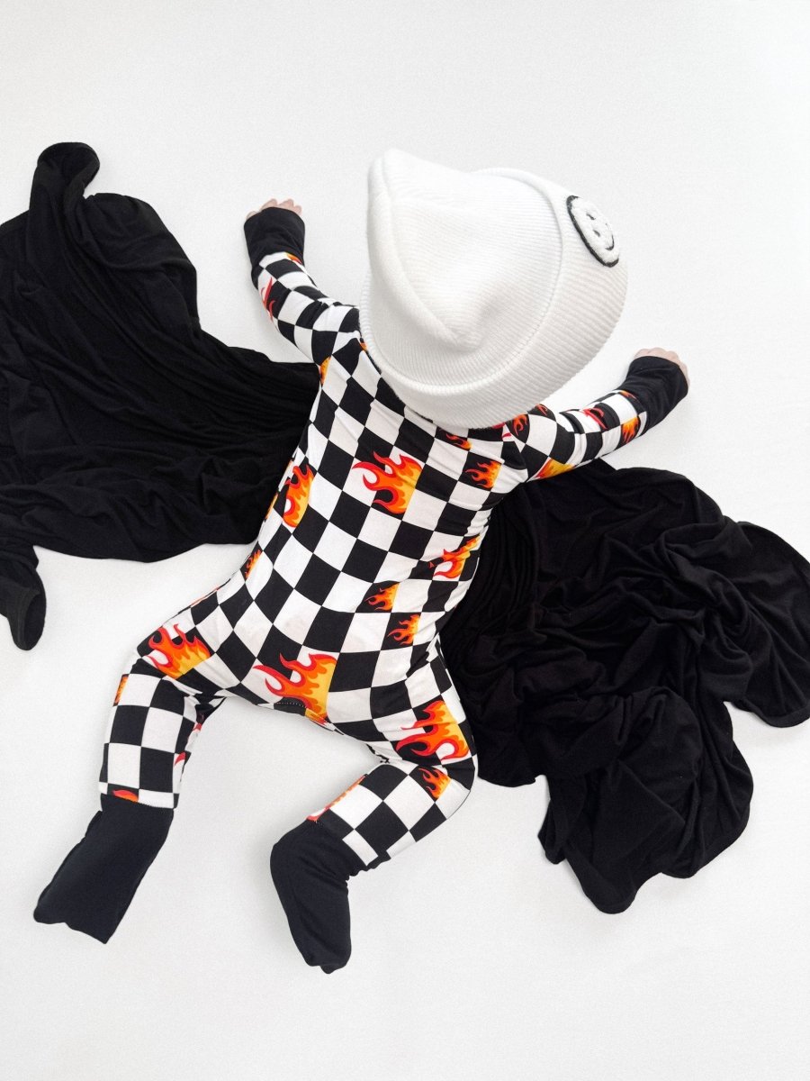 Bamboo Zip Romper | Checker Blaze - LITTLE RAD THINGS
