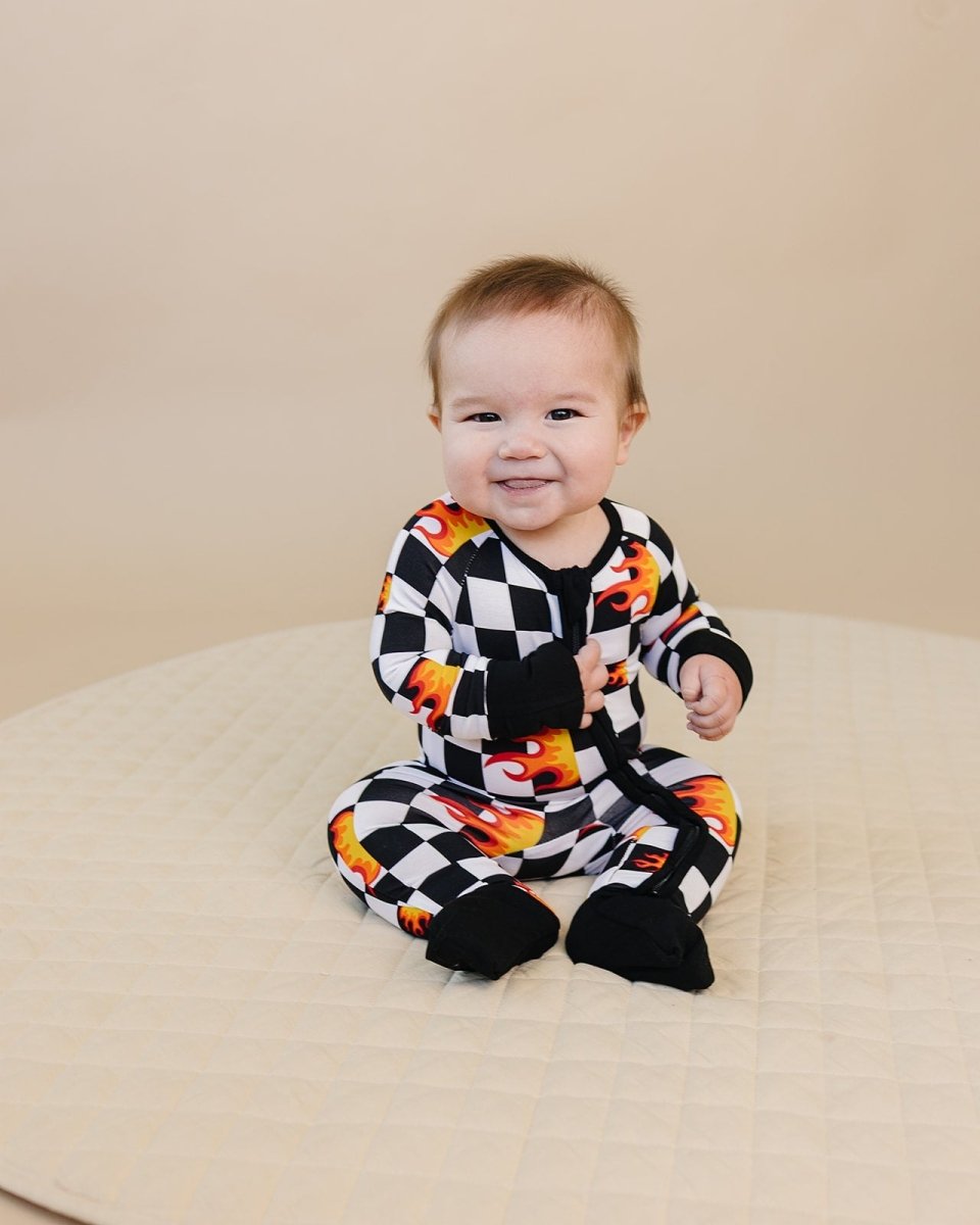 Bamboo Zip Romper | Checker Blaze - LITTLE RAD THINGS