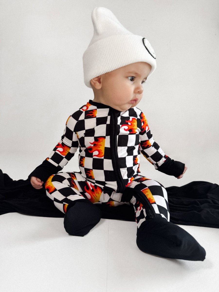 Bamboo Zip Romper | Checker Blaze - LITTLE RAD THINGS